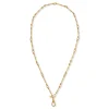 Alternating Link Watch Fob Chain Necklace in Yellow Gold