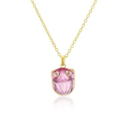 Amethyst & Diamond Frog Pendant Necklace