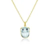 Aquamarine & Sapphire Frog Pendant Necklace