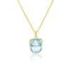 Aquamarine and Diamond Frog Necklace in Yellow Gold