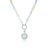 Aquamarine and Pink Quartz Carpe Diem Necklace in Titanium and Ceramic