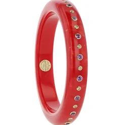 Bakelite Bangle with Amethyst and Yellow Sapphire
