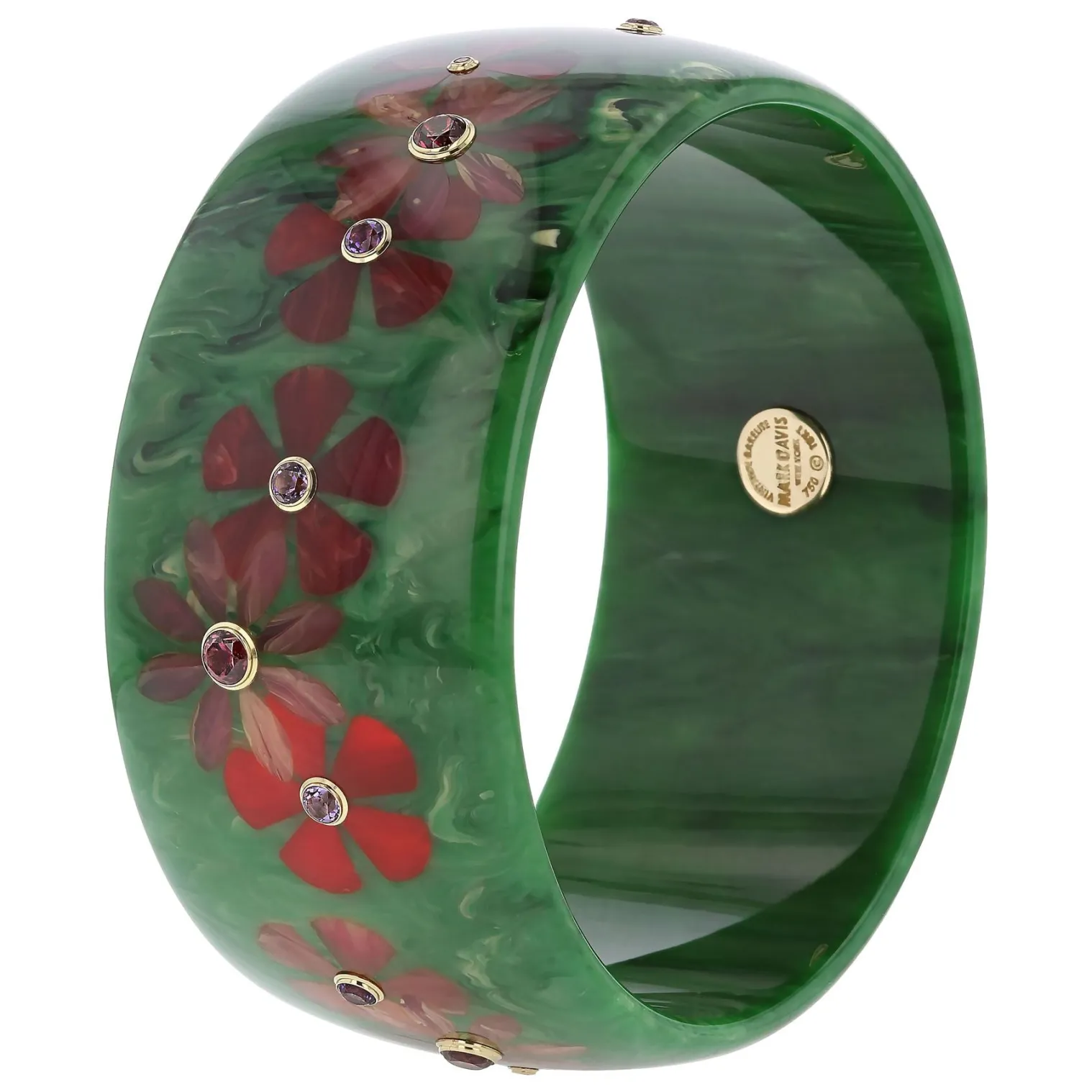 Bakelite Bangle with Amethyst and Rhodolite Garnet