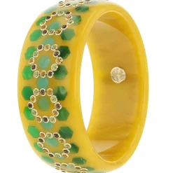 Bakelite Bangle with Citrine, Peridot and Smoky Quartz