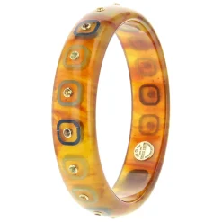 Bakelite Bangle with Citrine, Peridot and Smoky Quartz