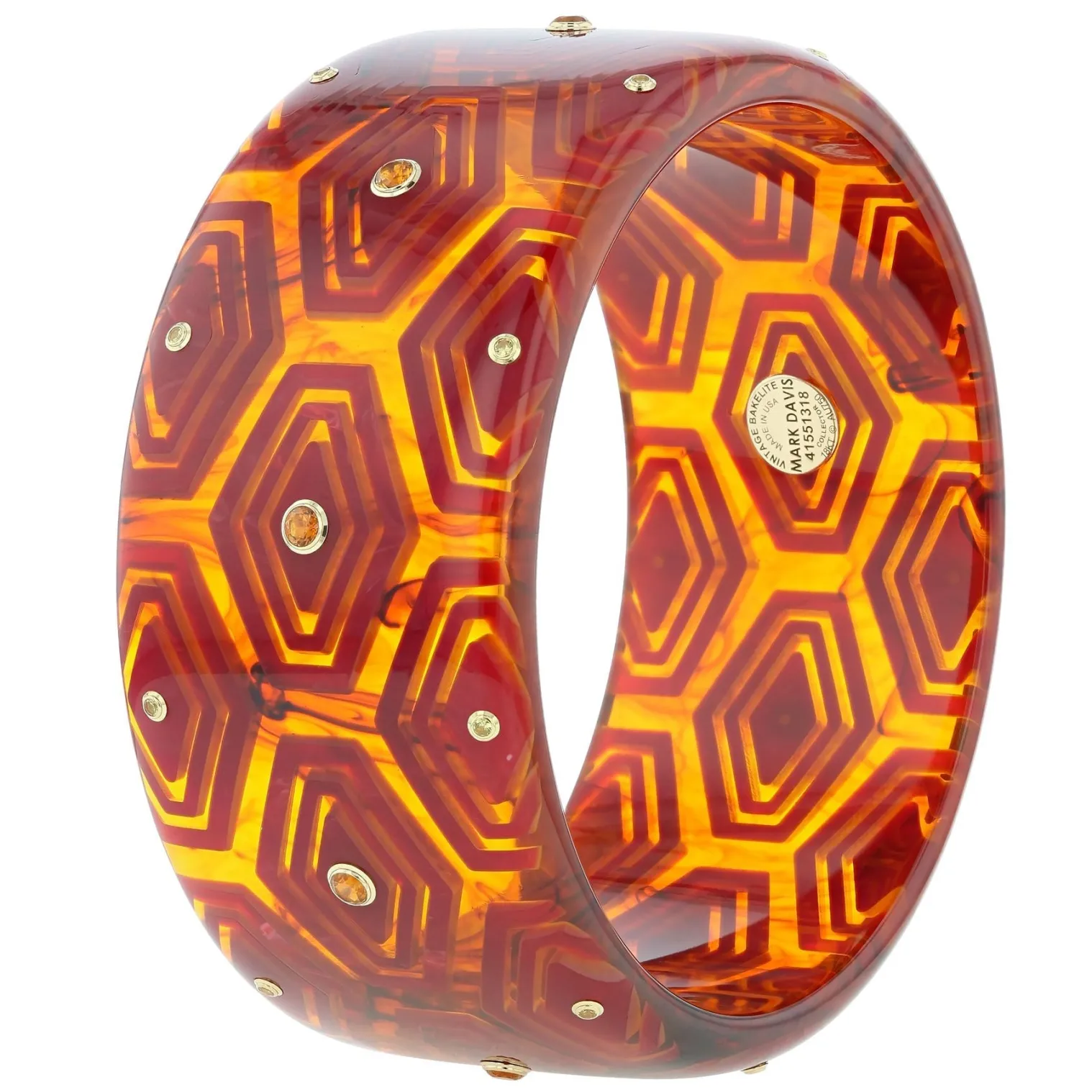 Bakelite Bangle with Citrine and Yellow Sapphire