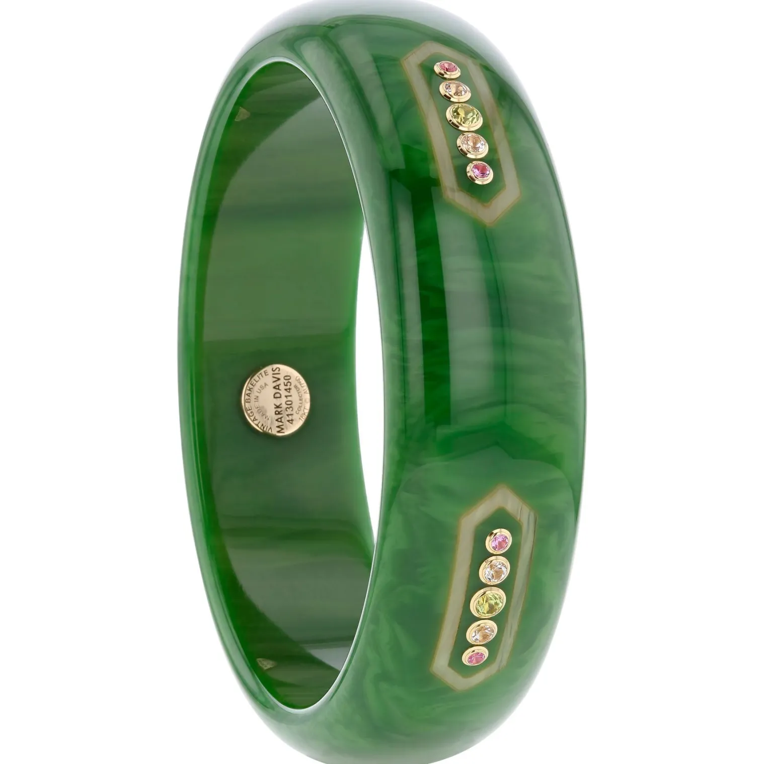 Bakelite Bracelet with Citrine, Peridot, Pink Sapphire and Yellow Sapphire