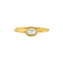 Bazaar Single Rosecut White Diamond Ring in Yellow Gold