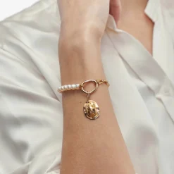 Beetle Medal Charm in Yellow Gold
