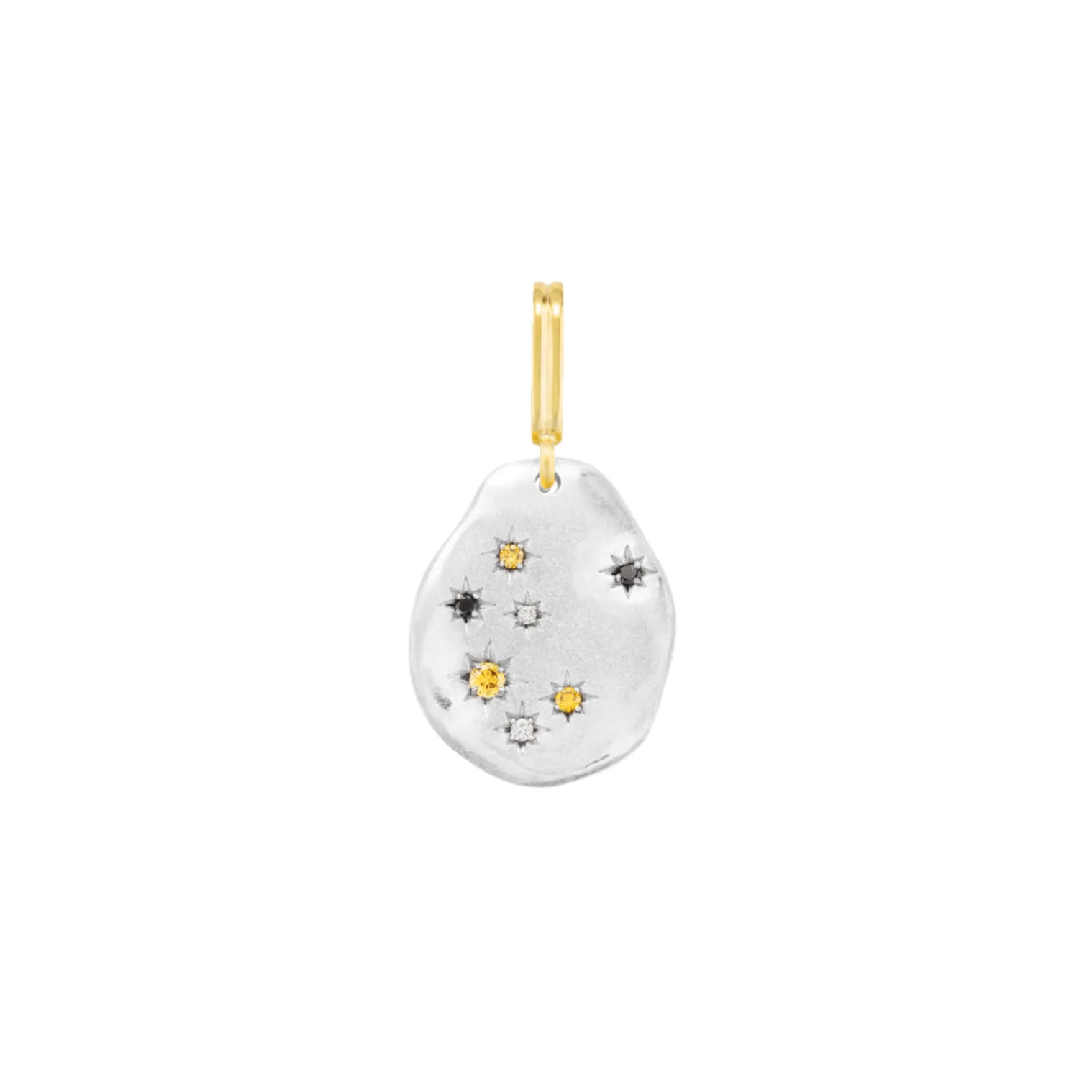 Black Starry Night Charm in White Gold