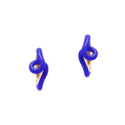 Blue Enamel Mini Loop Huggies