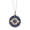 Blue Sapphire Little Dawn Eye Pendant in Blackened White Gold