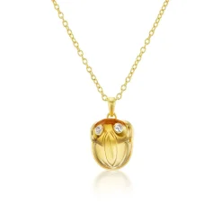 Citrine & Diamond Frog Pendant Necklace