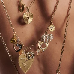 Citrine Coin Heart Charm