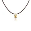 Citrine Ripple Choker in Brown Leather and Yellow Gold