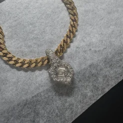 Curb Chain Necklace in Solid Yellow Gold