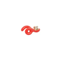 Diamond and Red Enamel Mini Loop Earring