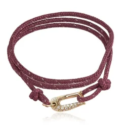 Diamond and Yellow Gold Lock It on Cord Necklace