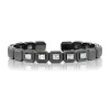 Emerald Cut White Diamond Me Cuff Bracelet in Blackened White Gold