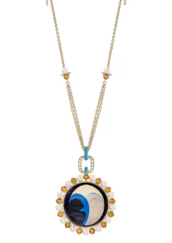 Eyes Wide Citrine Pendant in Yellow Gold