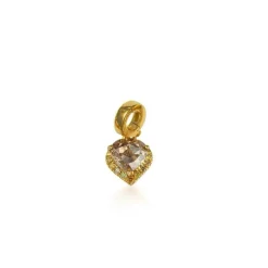 Fancy Color Brown & Orange Diamond Half Halo Heart Charm