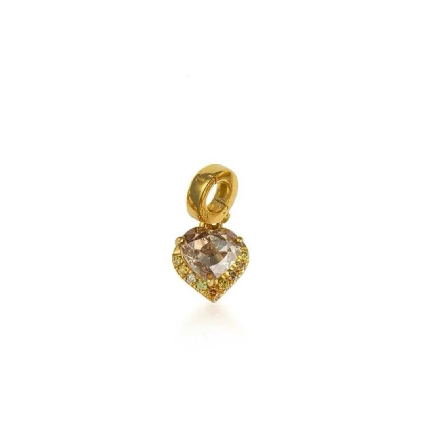 Fancy Color Brown & Orange Diamond Half Halo Heart Charm
