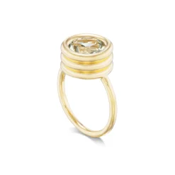 Green Amethyst Grotto Ring in Yellow Gold