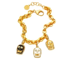 Hammered Link Bracelet in Yellow Gold