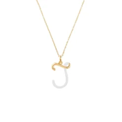 'J' Initial Alphabet Necklace in Yellow Gold