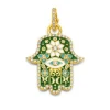 Kelly Green Enamel Small Hamsa Pendant with Diamonds
