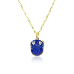 Lapis & Diamond Frog Pendant Necklace