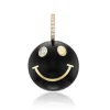 Large Black Onyx and White Diamond Smiley Face Charm