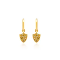 Multi-color Diamond Shield Huggie Hoop Earrings