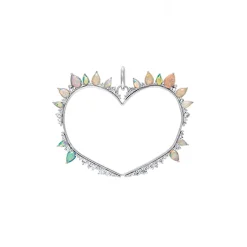 Opal and Diamond Heart Charm