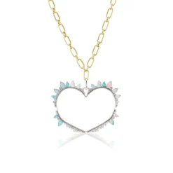 Opal and Diamond Heart Charm