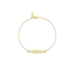 Ora Silk Plaquette Heart Bracelet in Yellow Gold