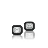 Pavé White Diamond and Enamel Oui Stud Earrings in White Gold