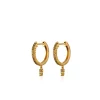 Petite Double Diamond Drip Huggies in Yellow Gold