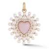 Pink Opal and Pearl Juliana Heart Charm in Yellow Gold