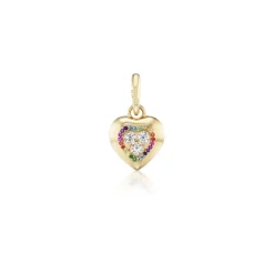 Rainbow Halo Diamond Candy Heart Button Charm
