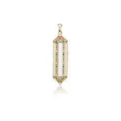 Rainbow Sapphire Power Crystal Mini Cage Pendant