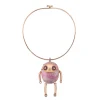 Rhodochrosite and Pink Sapphire Sloth Necklace in Rose Gold