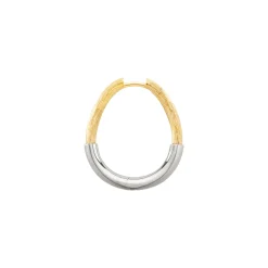 Riviera Creole Single Hoop Earring in Yellow and White Gold