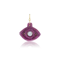 Ruby and Tahitian Pearl Stone Eye Charm