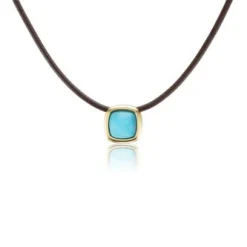 Suglarloaf Turquoise Scuba Choker in Black Leather and Yellow Gold