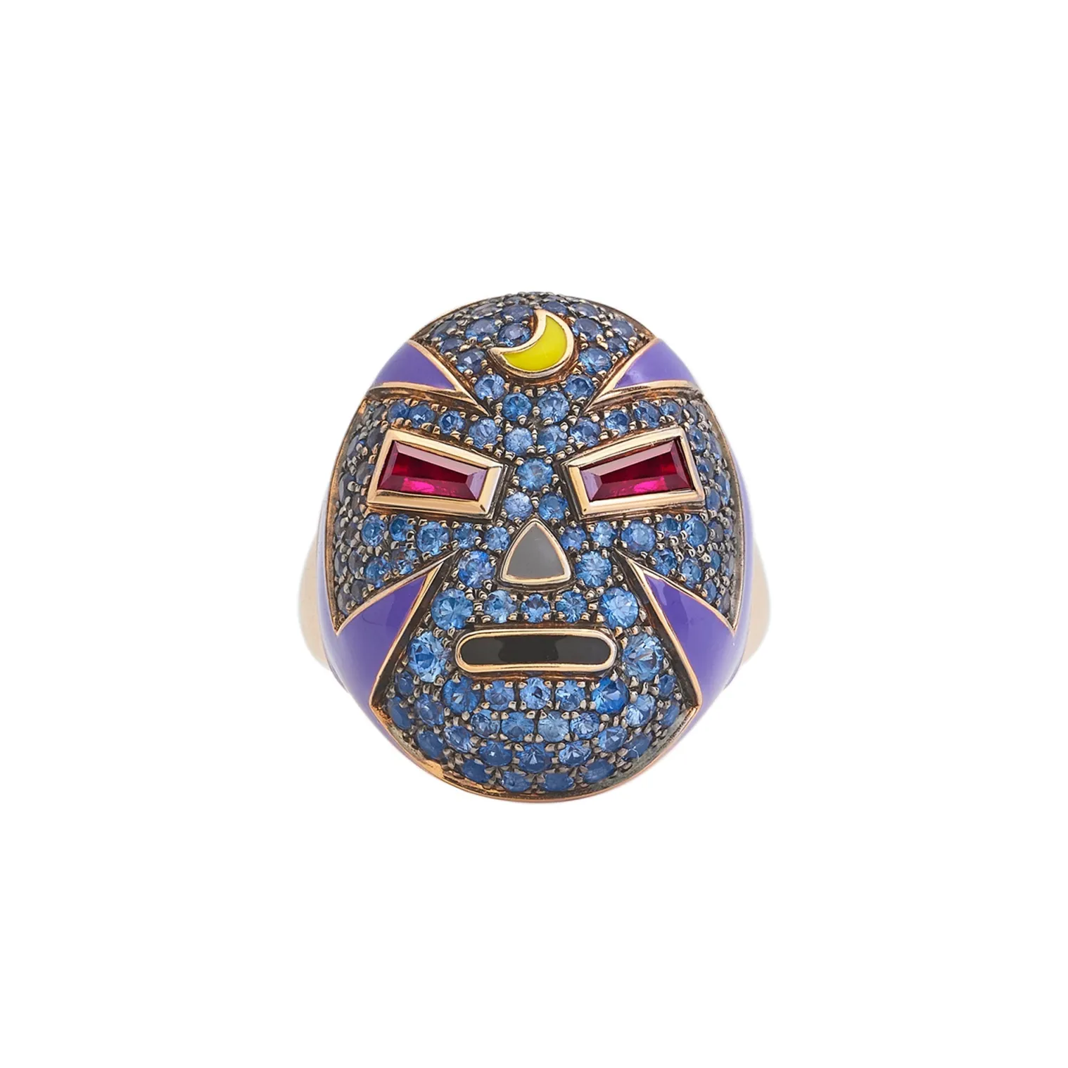 The Mankind Wrestler Ring in Blue Sapphire and Rose Gold