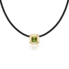 Tourmaline Ripple Choker in Black Leather and Yellow Gold