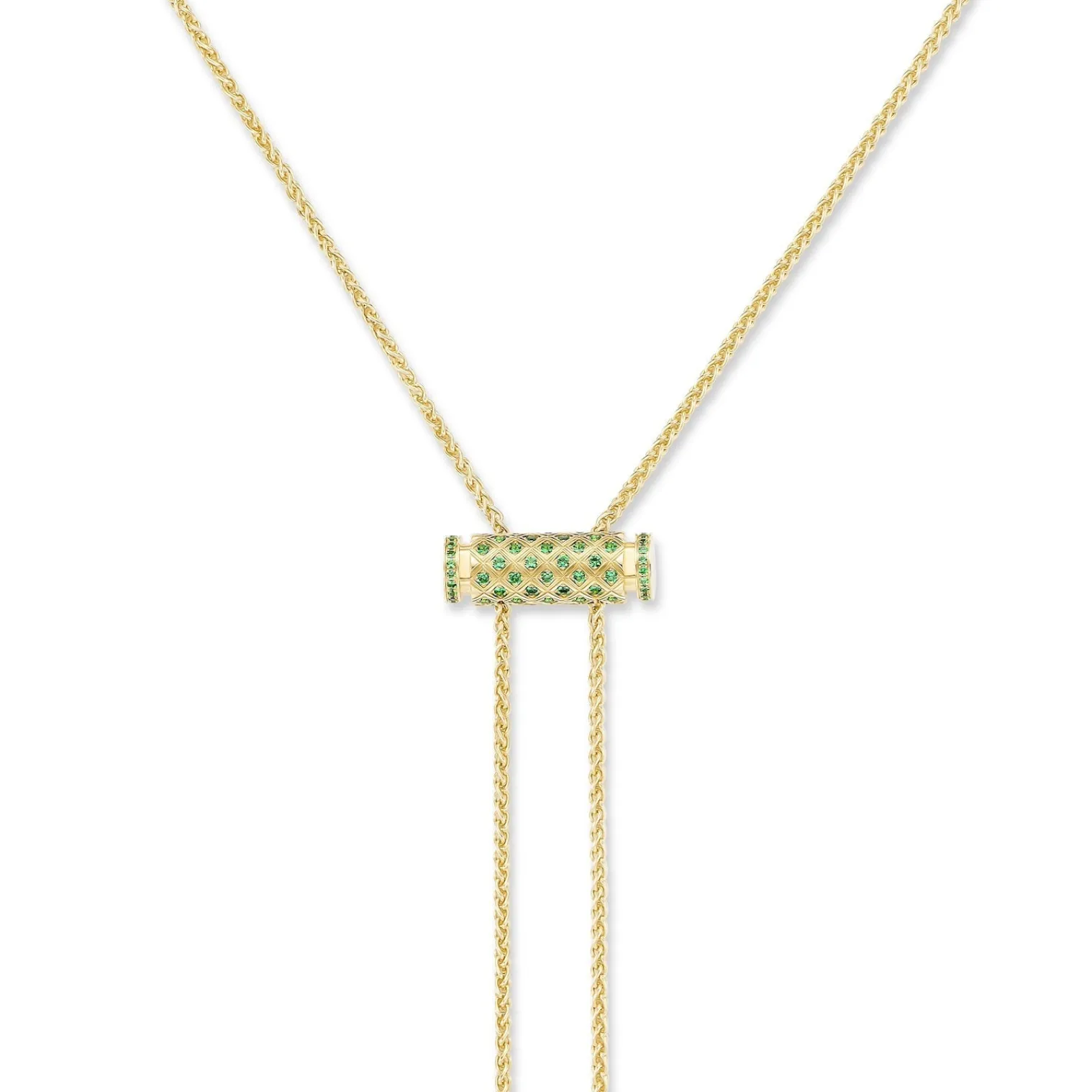 Tsavorite Pavé Latch Pendant in Yellow Gold