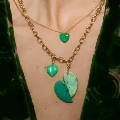 Turquoise Mini Split Heart Charm