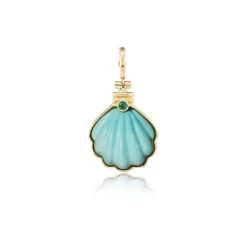 Vintage Turquoise Shell Charm in Yellow Gold